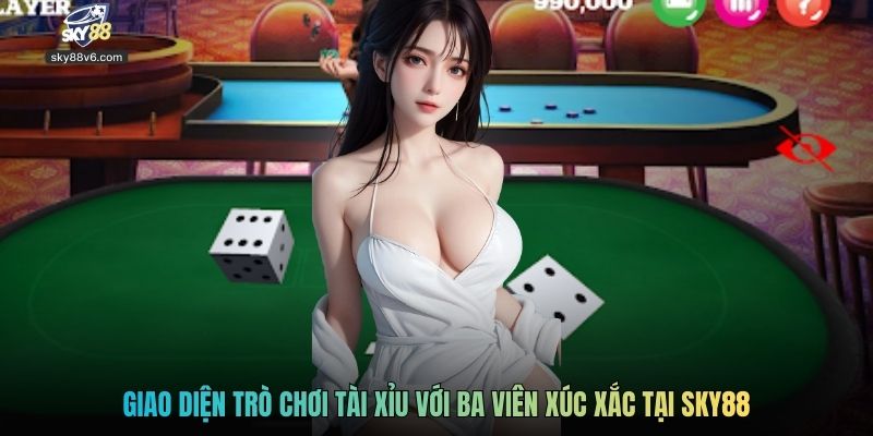 Giao diện trò chơi tài xỉu với ba viên xúc xắc tại SKY88