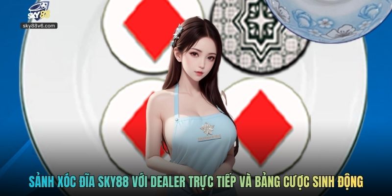 Sảnh xóc đĩa Sky88 với dealer trực tiếp và bảng cược sinh động